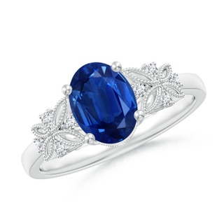 8x6mm AAA Vintage Style Oval Sapphire Ring with Diamonds in P950 Platinum