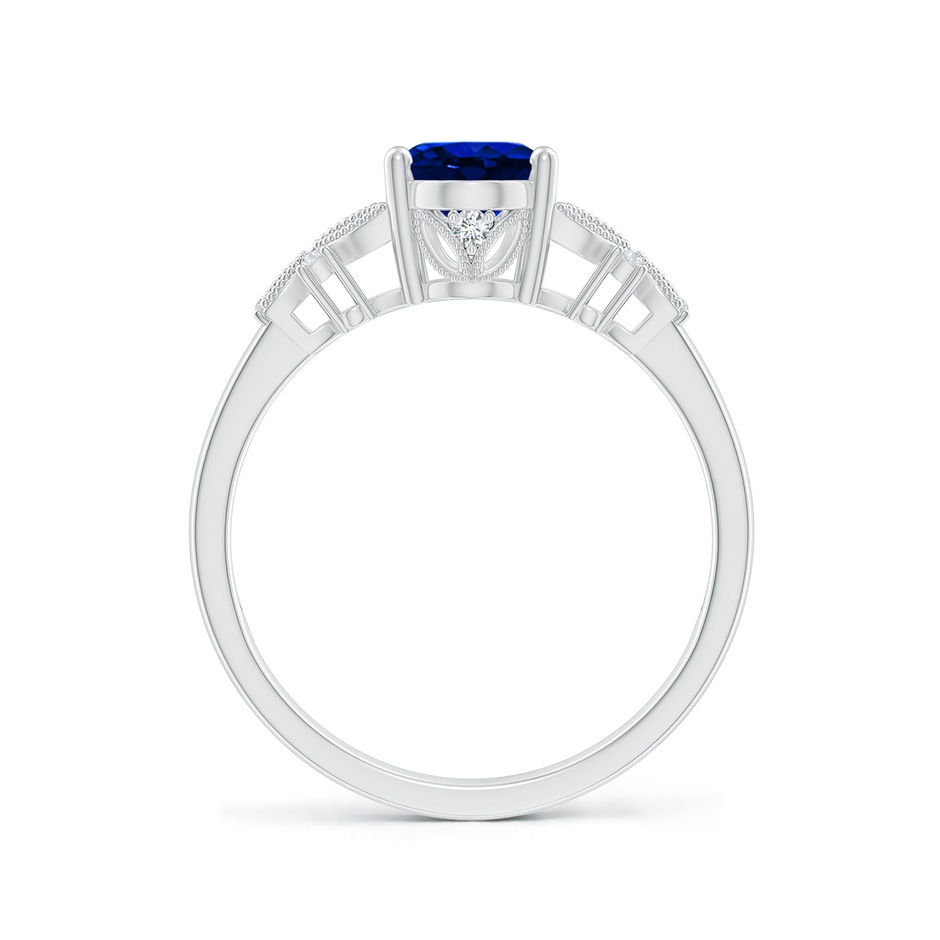 8x6mm Lab-Grown Vintage Style Oval Sapphire Ring with Diamonds in White Gold side-1