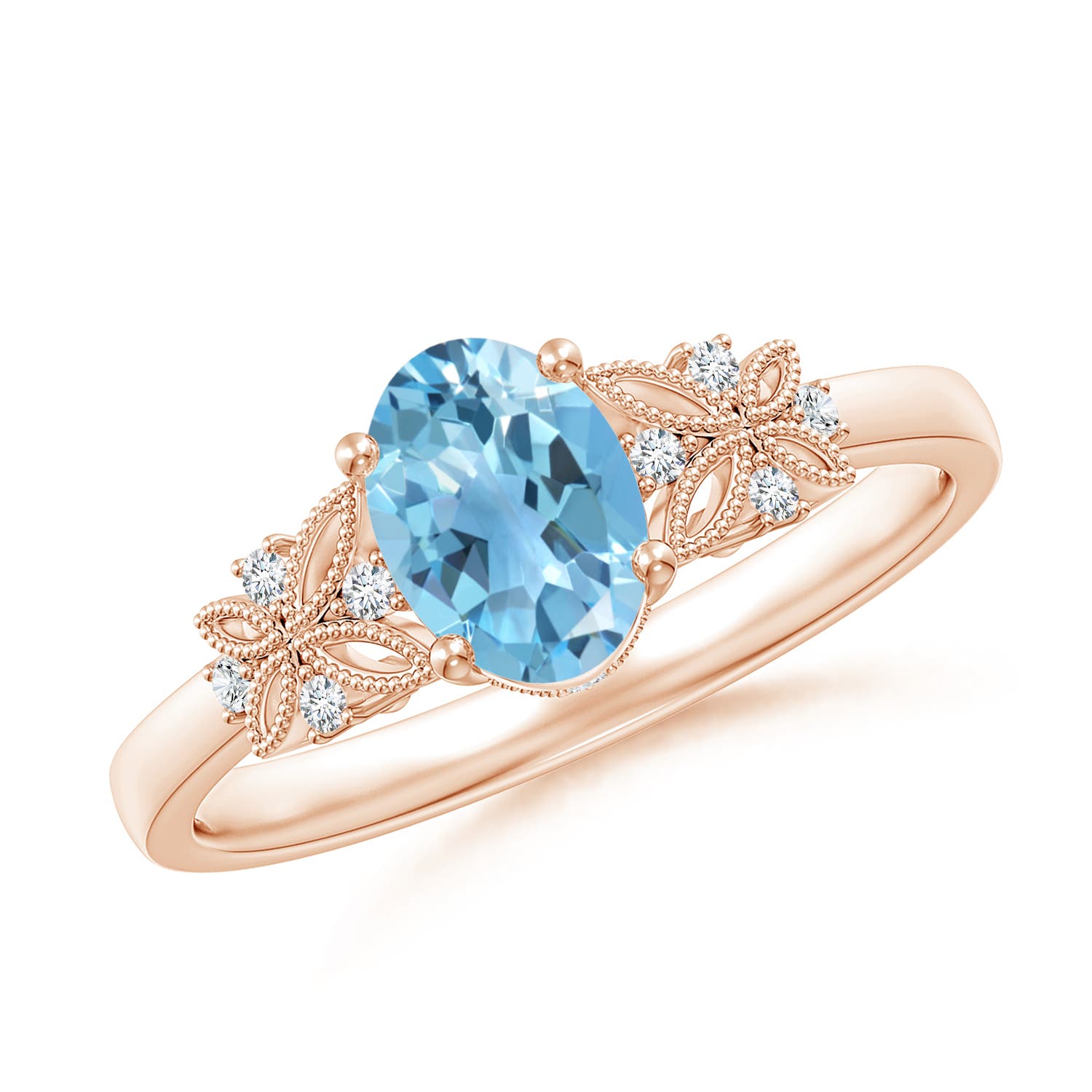 A - Swiss Blue Topaz / 1.02 CT / 14 KT Rose Gold