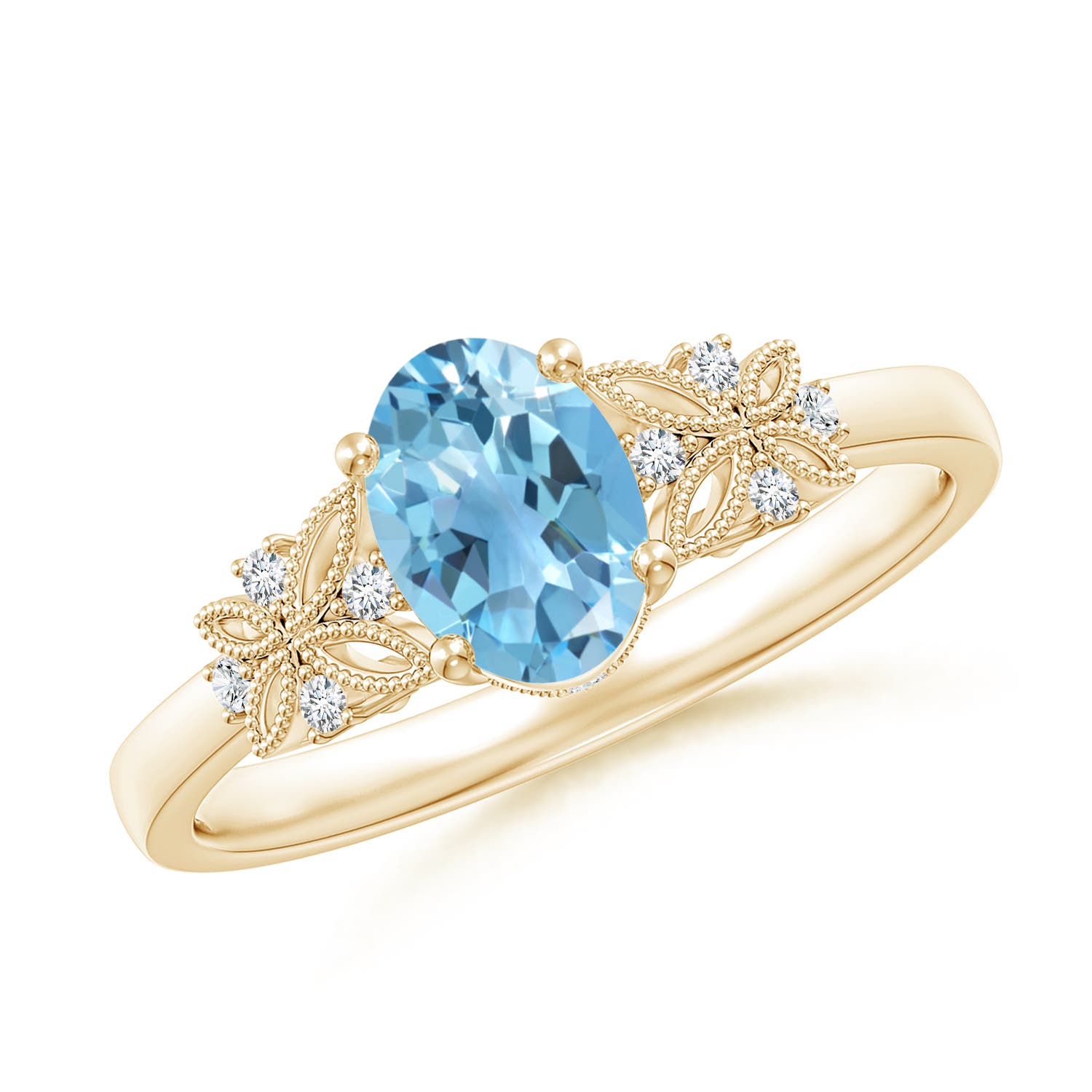 A - Swiss Blue Topaz / 1.02 CT / 14 KT Yellow Gold