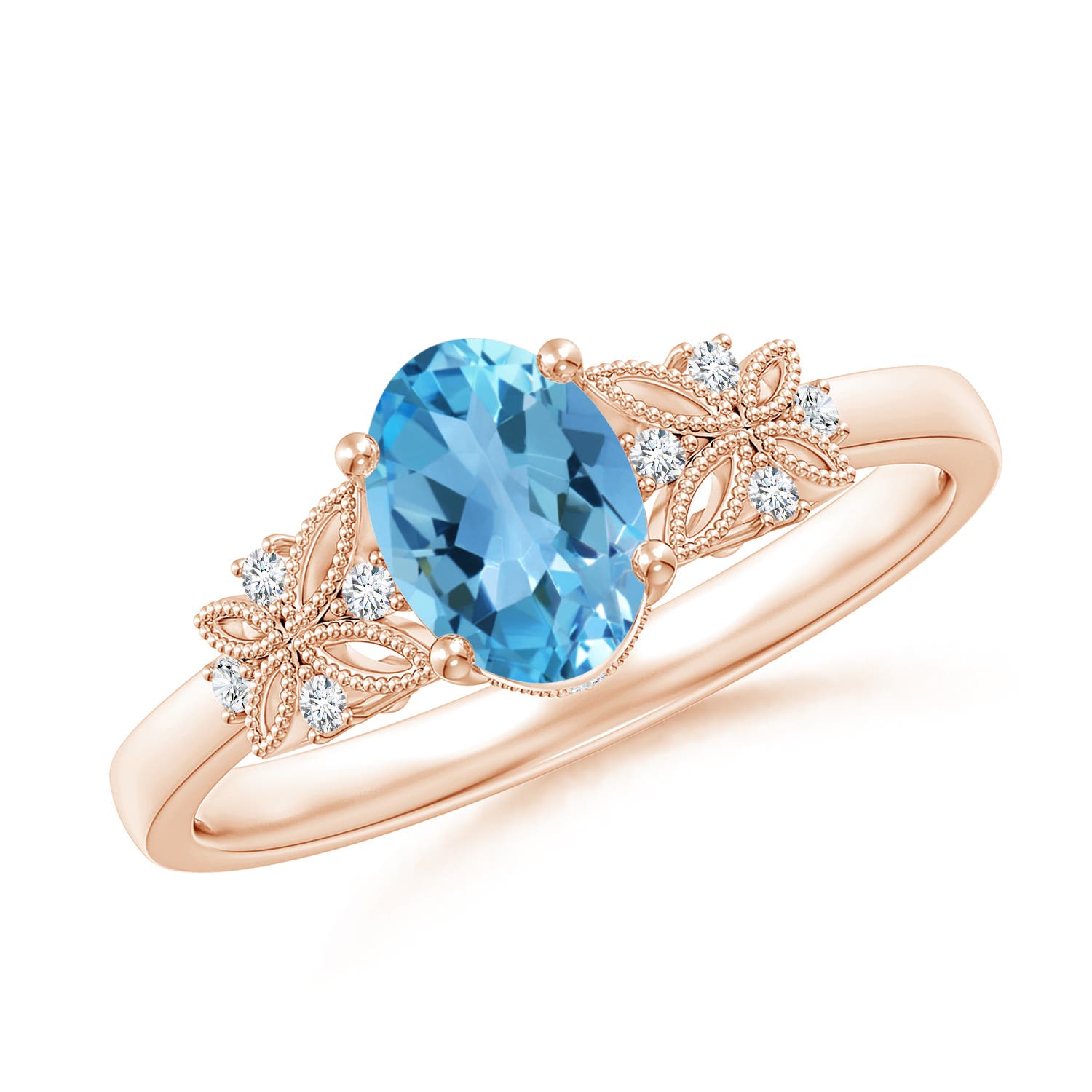 AA - Swiss Blue Topaz / 1.02 CT / 14 KT Rose Gold