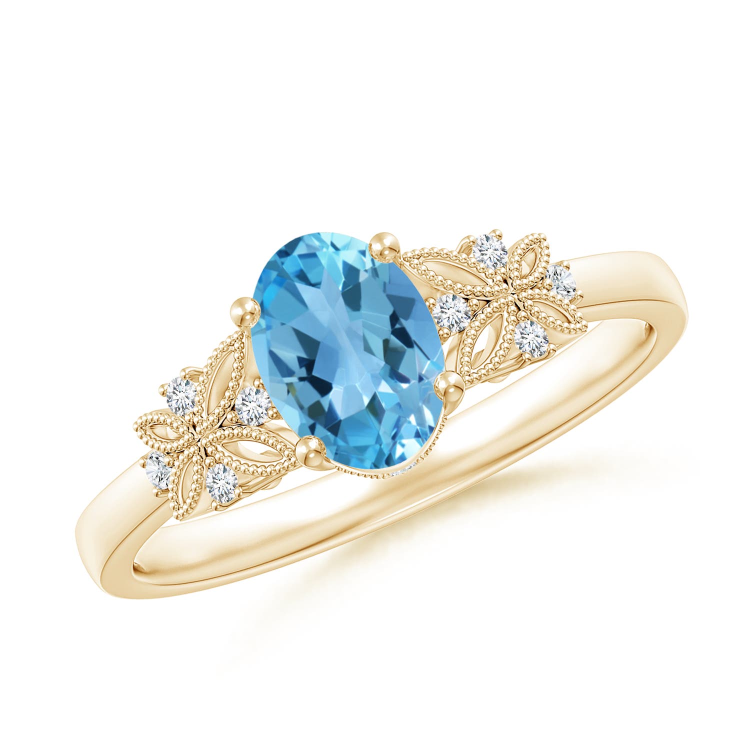 AA - Swiss Blue Topaz / 1.02 CT / 14 KT Yellow Gold