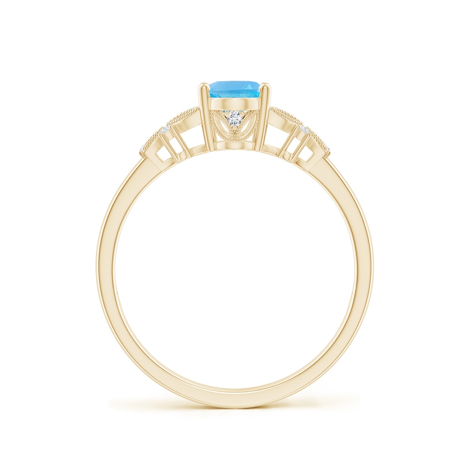 7x5mm AA Vintage Style Oval Swiss Blue Topaz Ring with Diamonds in Yellow Gold side 199