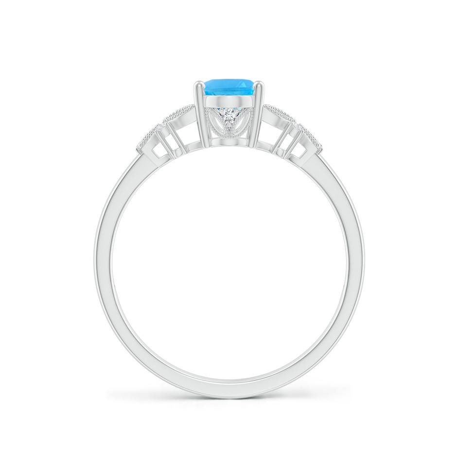 7x5mm AAA Vintage Style Oval Swiss Blue Topaz Ring with Diamonds in P950 Platinum side 199