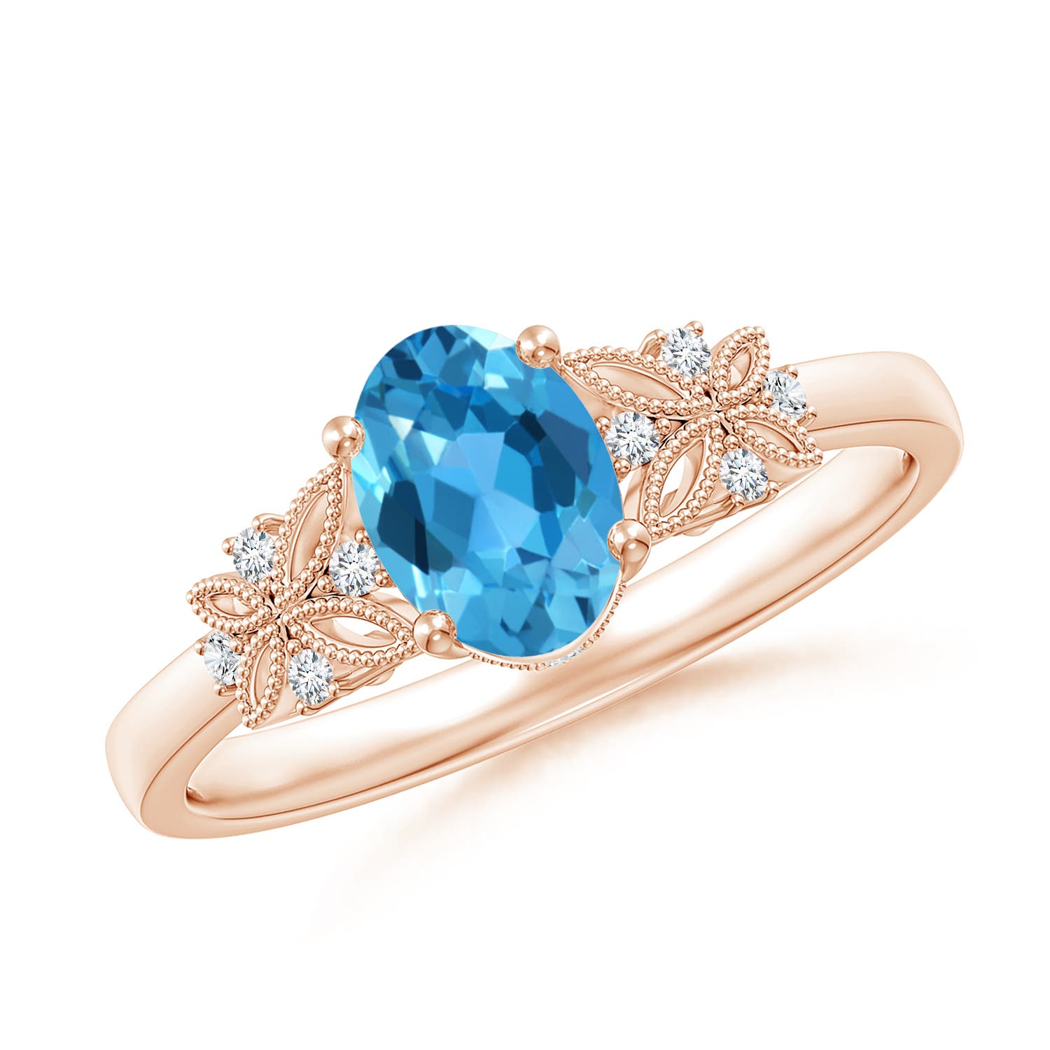 AAA - Swiss Blue Topaz / 1.02 CT / 14 KT Rose Gold