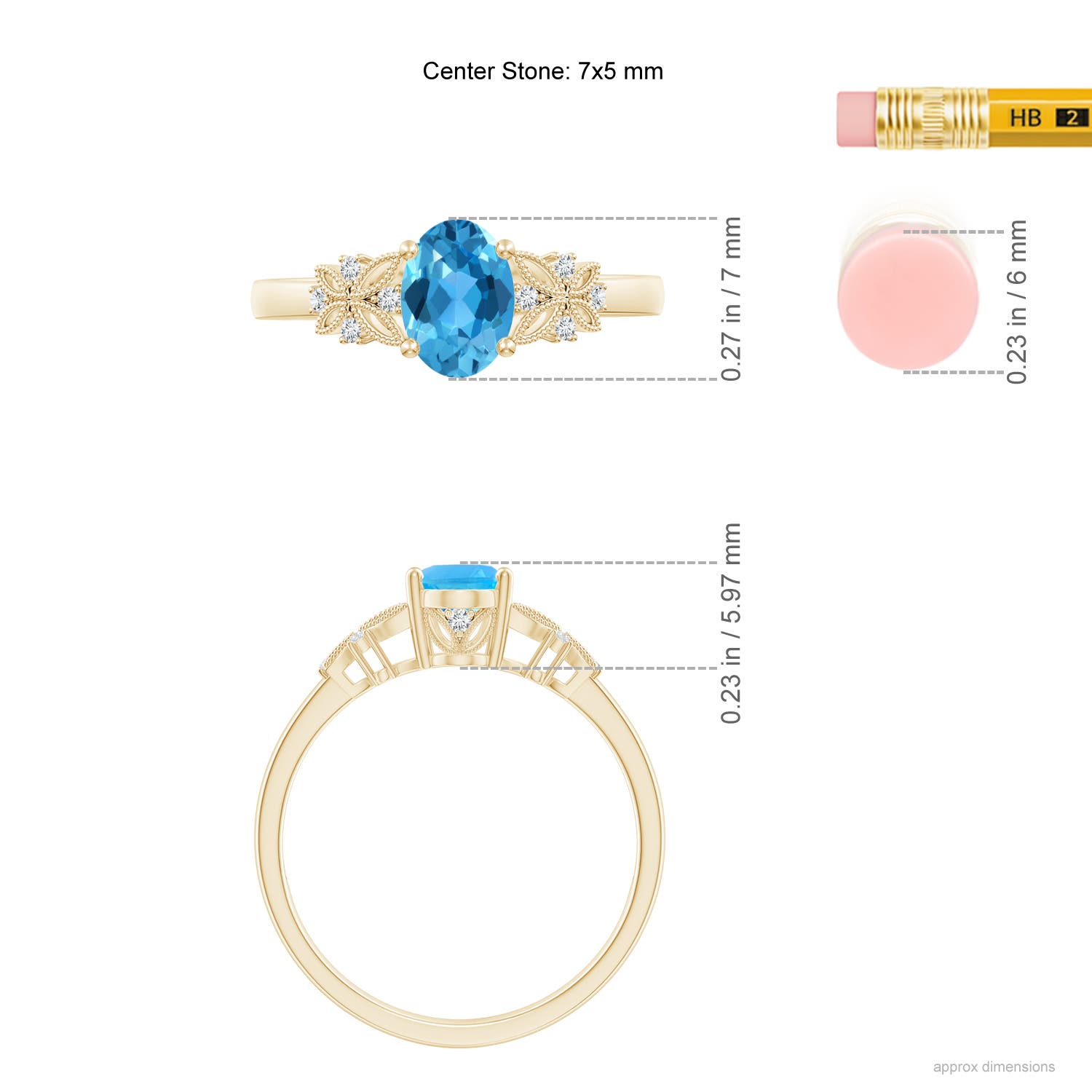 AAA - Swiss Blue Topaz / 1.02 CT / 14 KT Yellow Gold