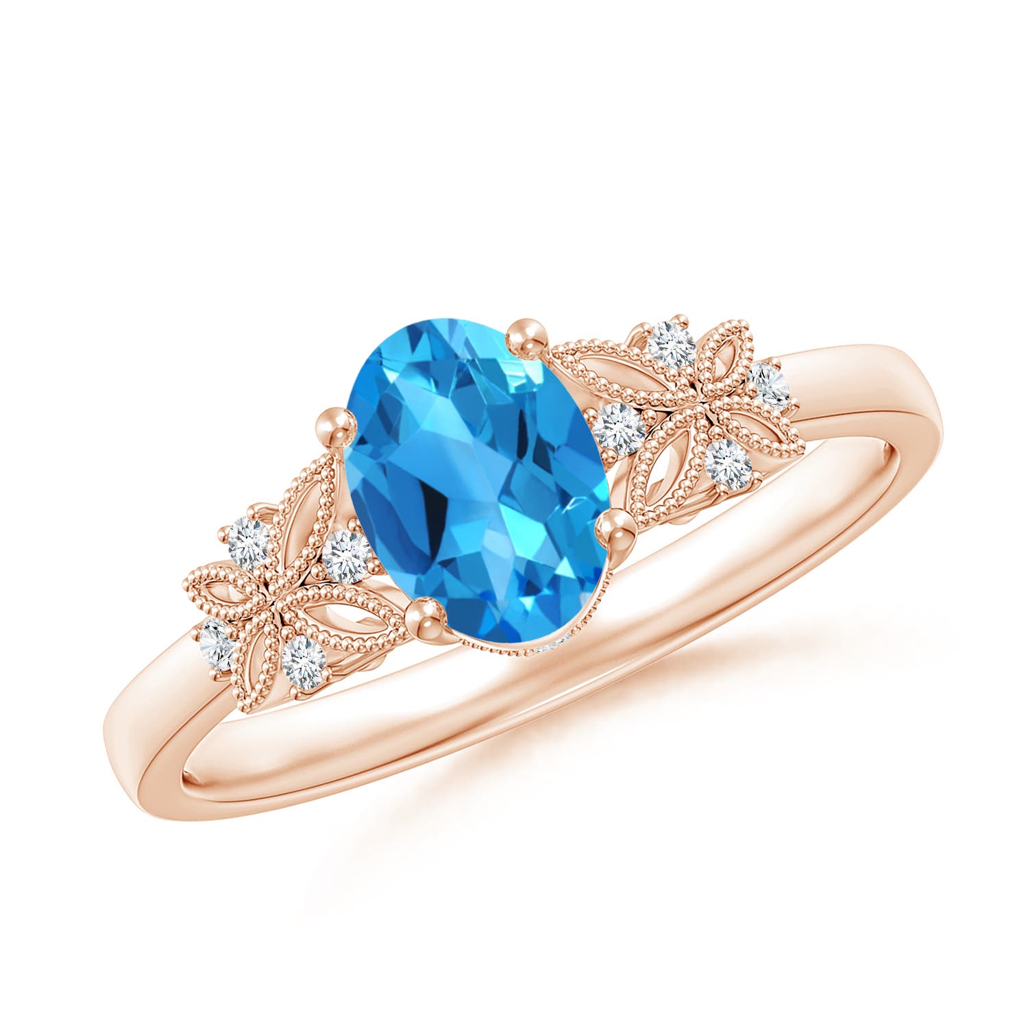 AAAA - Swiss Blue Topaz / 1.02 CT / 14 KT Rose Gold