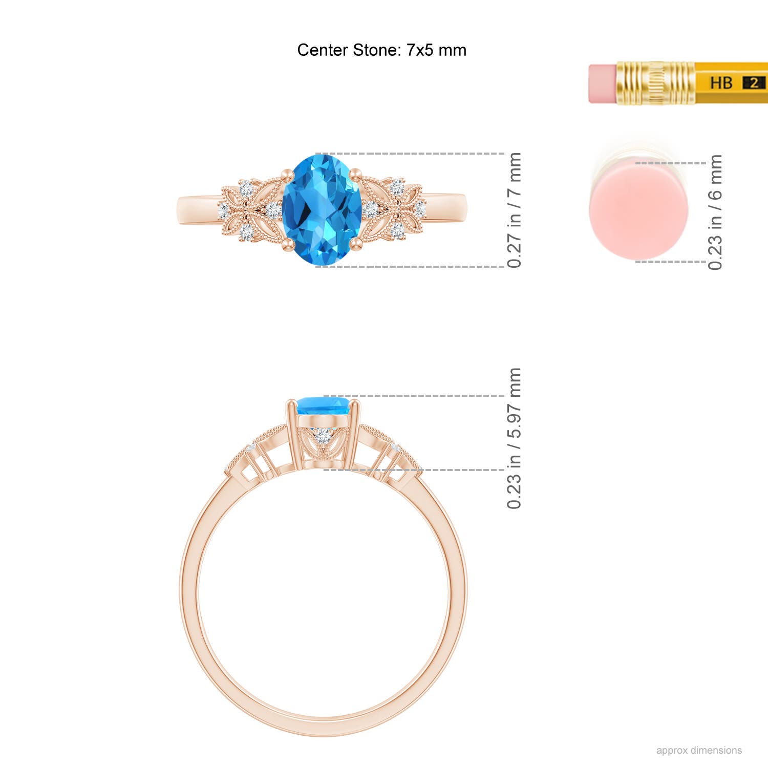 AAAA - Swiss Blue Topaz / 1.02 CT / 14 KT Rose Gold