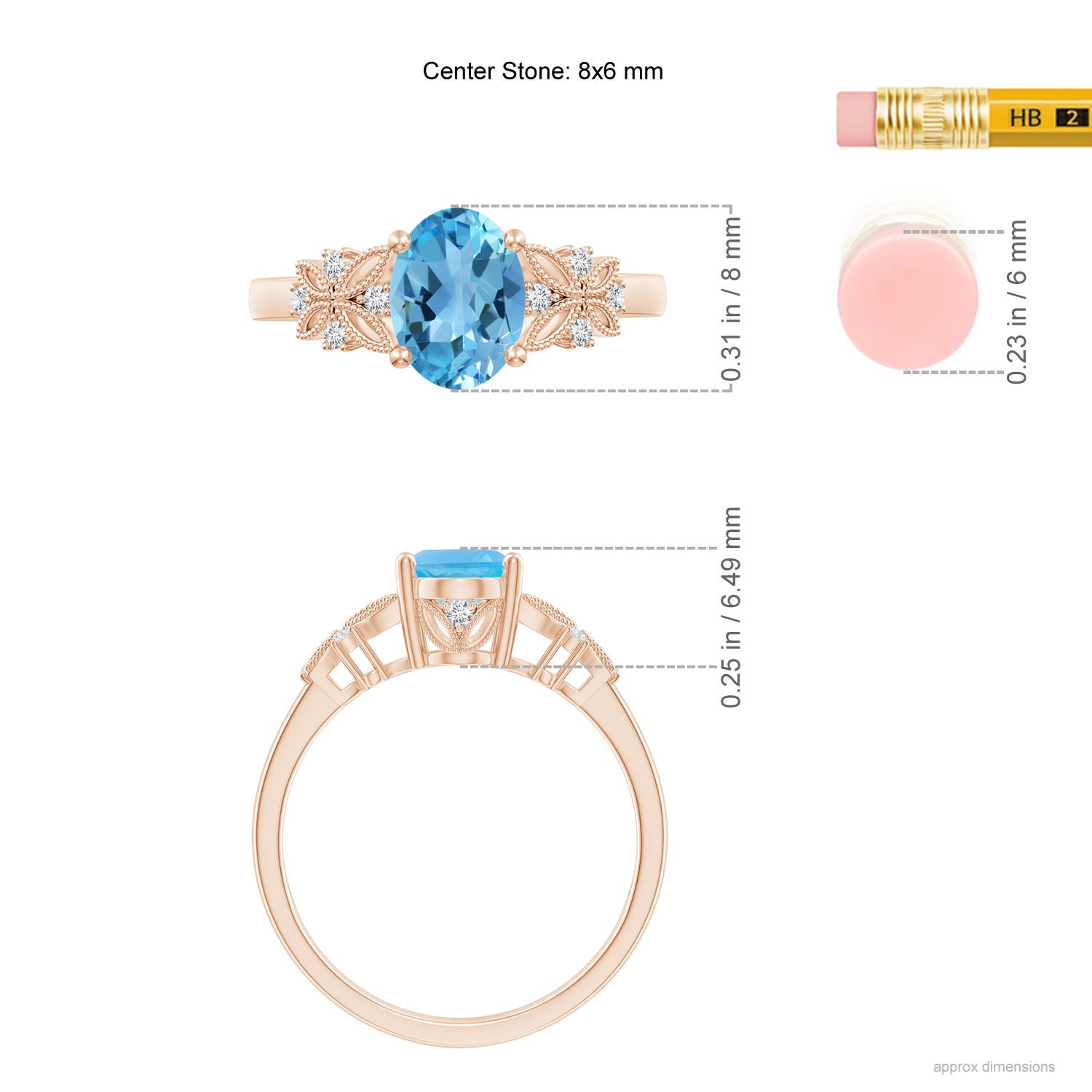 AA - Swiss Blue Topaz / 1.6 CT / 14 KT Rose Gold