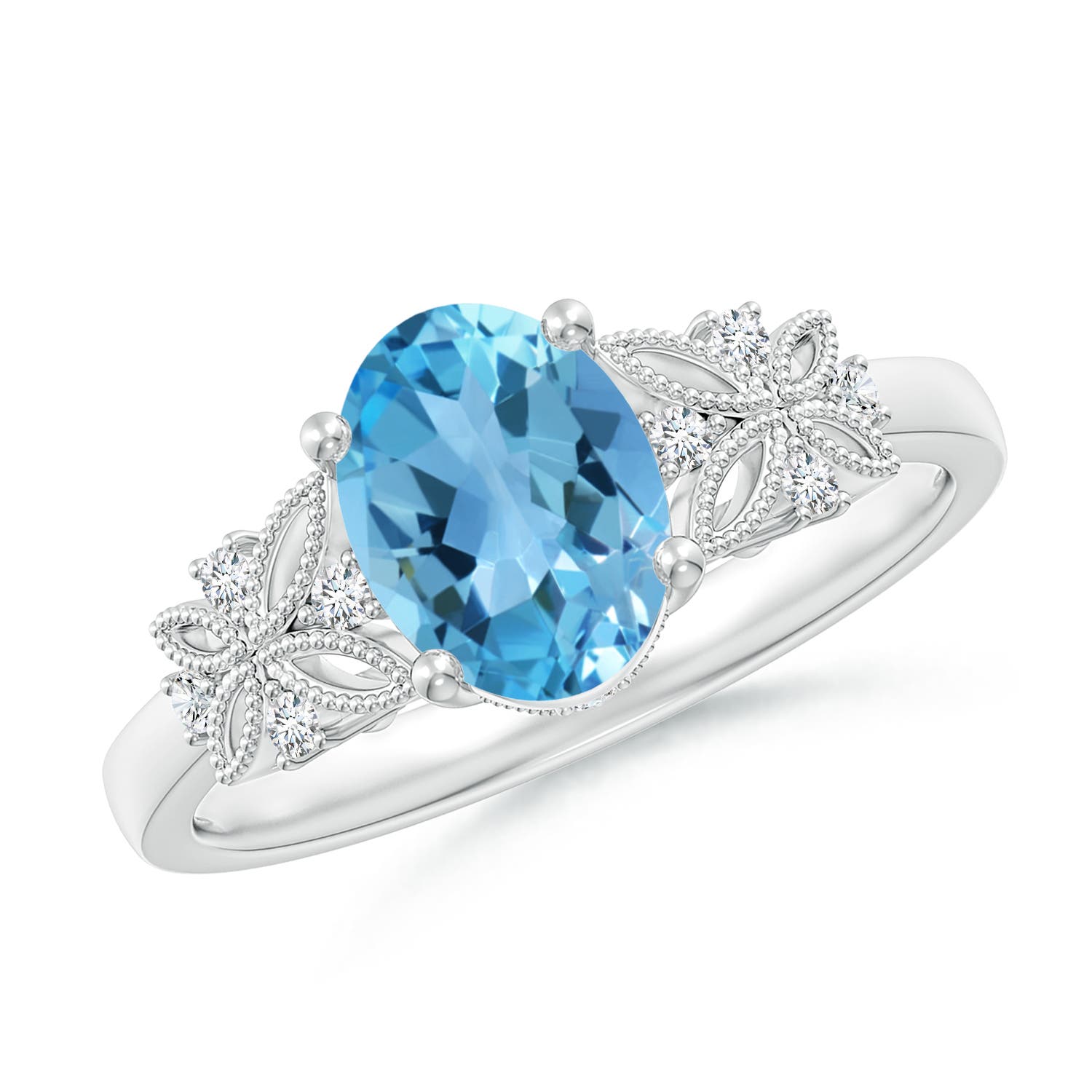 AA - Swiss Blue Topaz / 1.6 CT / 14 KT White Gold