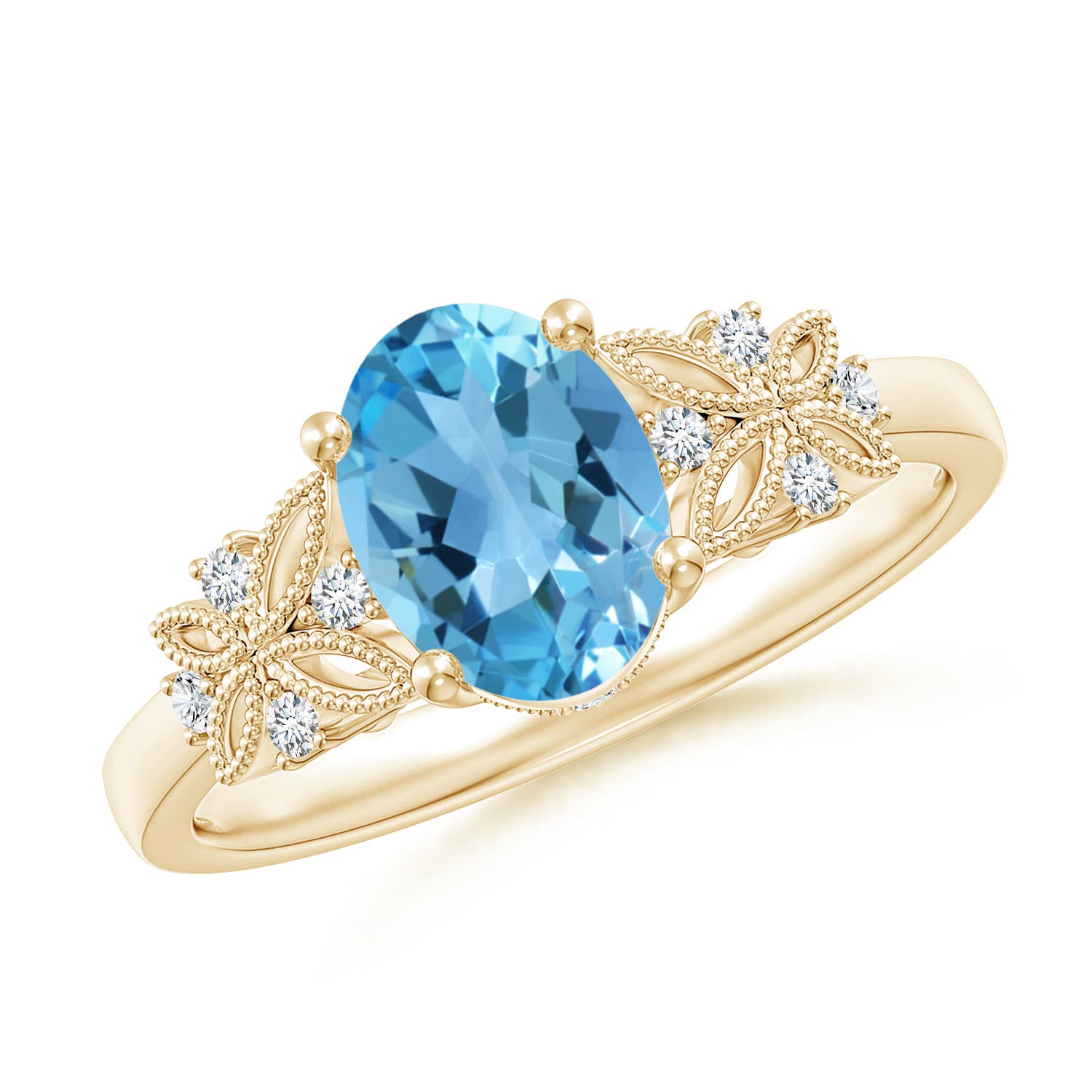 AA - Swiss Blue Topaz / 1.6 CT / 14 KT Yellow Gold