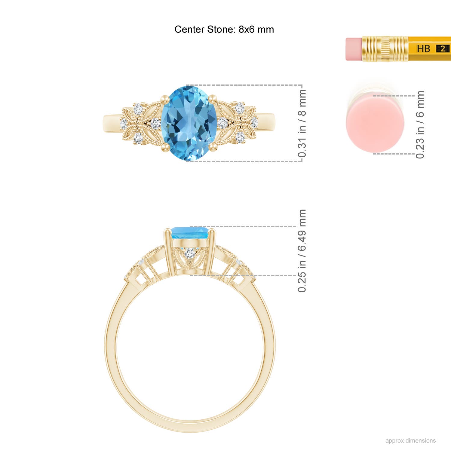 AA - Swiss Blue Topaz / 1.6 CT / 14 KT Yellow Gold