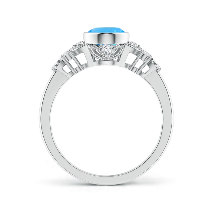 8x6mm AAA Vintage Style Oval Swiss Blue Topaz Ring with Diamonds in White Gold Product Image