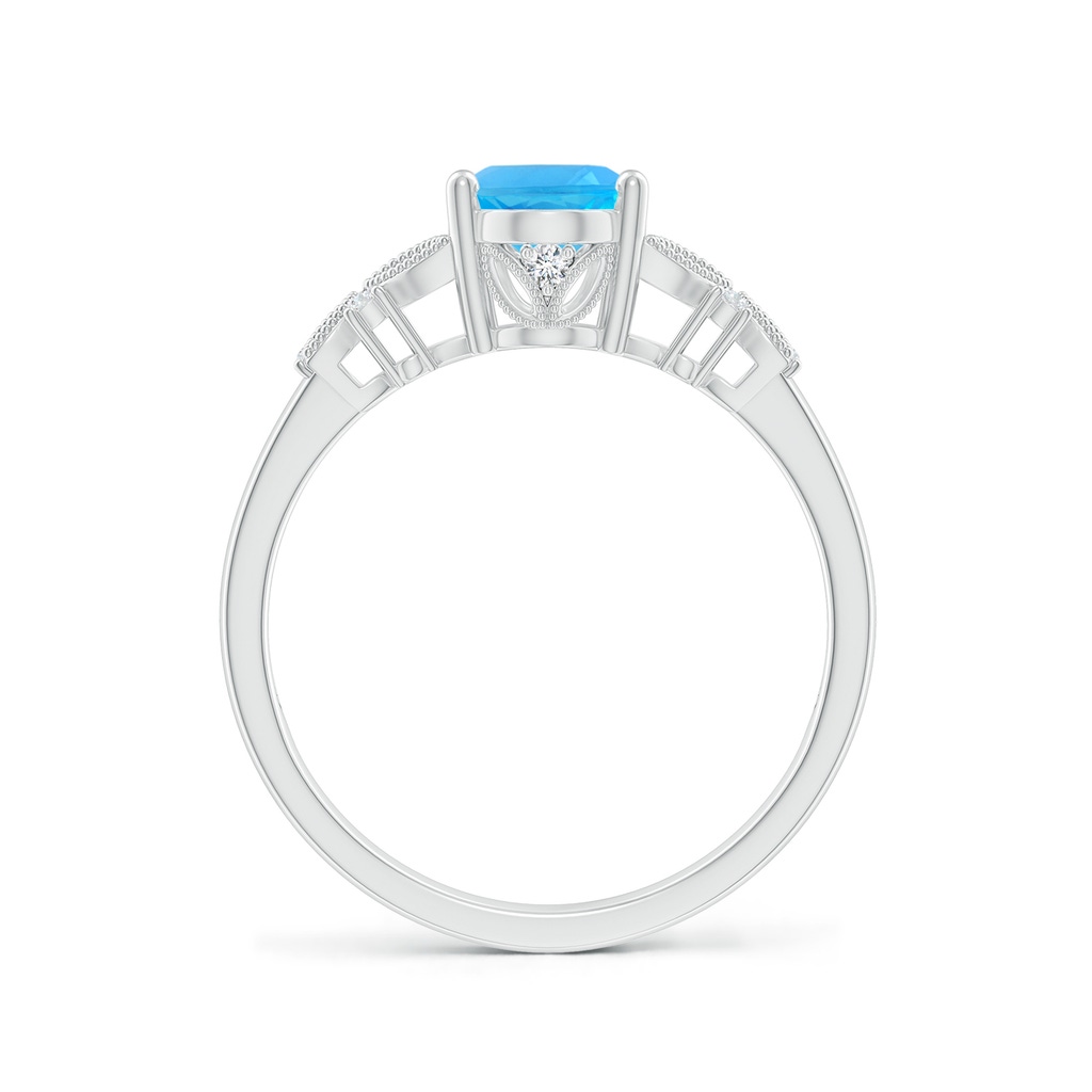 8x6mm AAA Vintage Style Oval Swiss Blue Topaz Ring with Diamonds in White Gold - side 199
