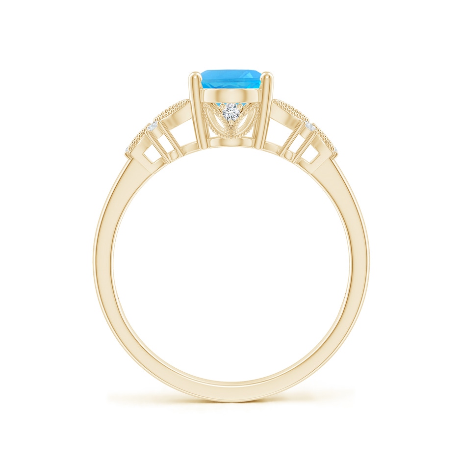 8x6mm AAA Vintage Style Oval Swiss Blue Topaz Ring with Diamonds in Yellow Gold side 199