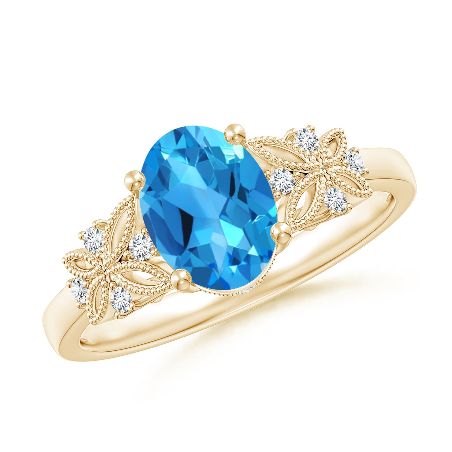 AAAA - Swiss Blue Topaz / 1.6 CT / 14 KT Yellow Gold