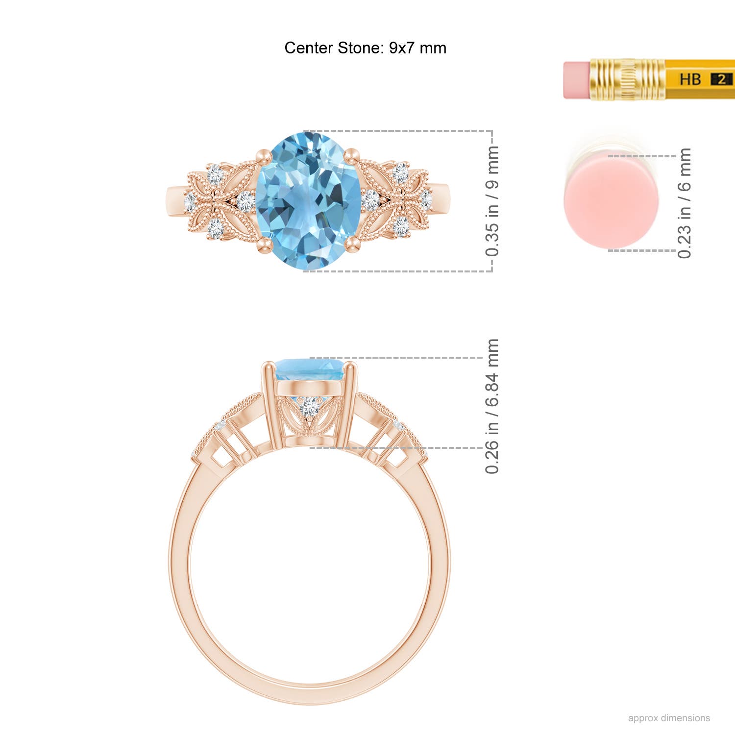 A - Swiss Blue Topaz / 2.38 CT / 14 KT Rose Gold