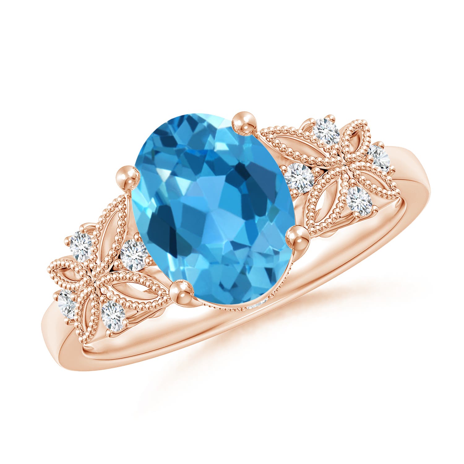 AAA - Swiss Blue Topaz / 2.38 CT / 14 KT Rose Gold