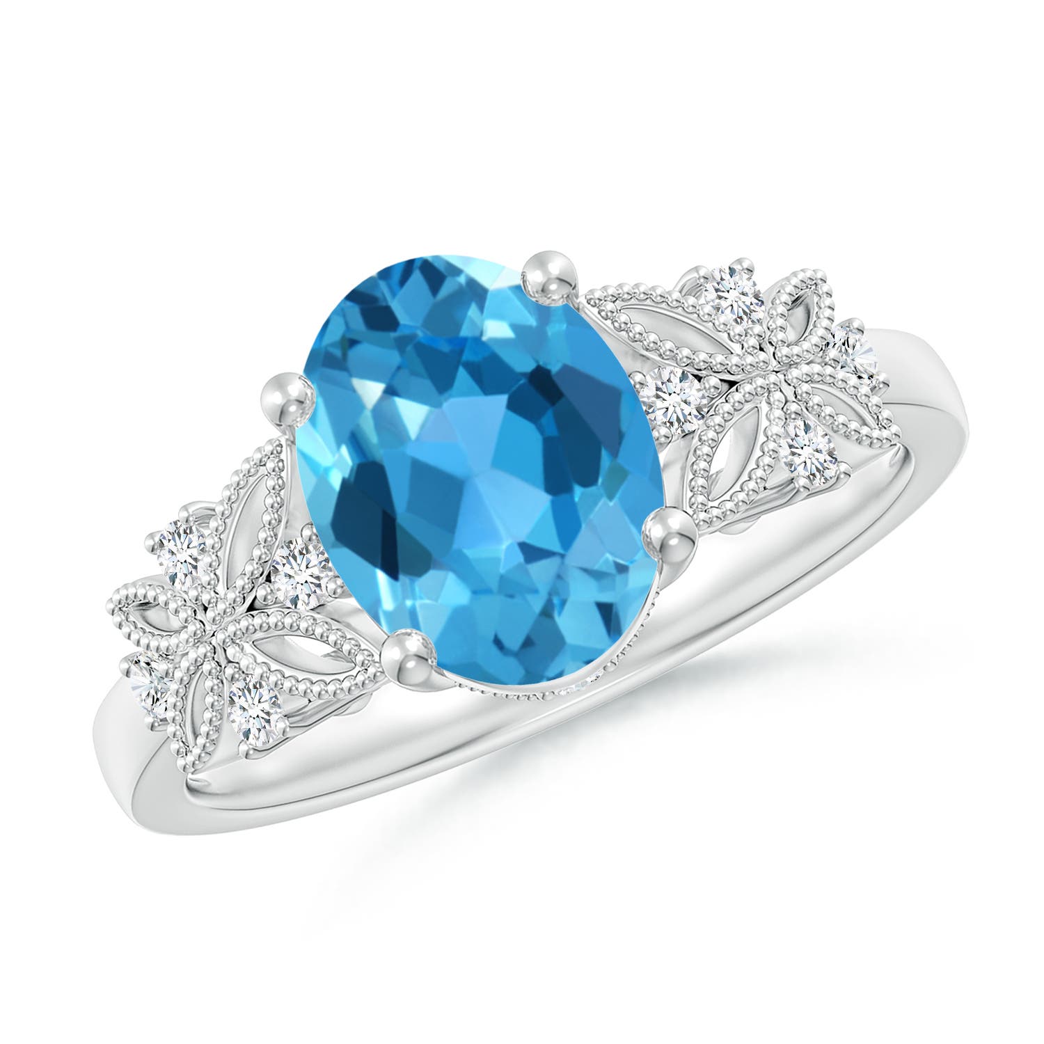 AAA - Swiss Blue Topaz / 2.38 CT / 14 KT White Gold