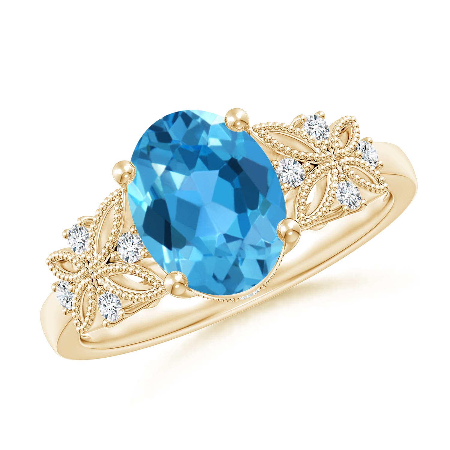 AAA - Swiss Blue Topaz / 2.38 CT / 14 KT Yellow Gold