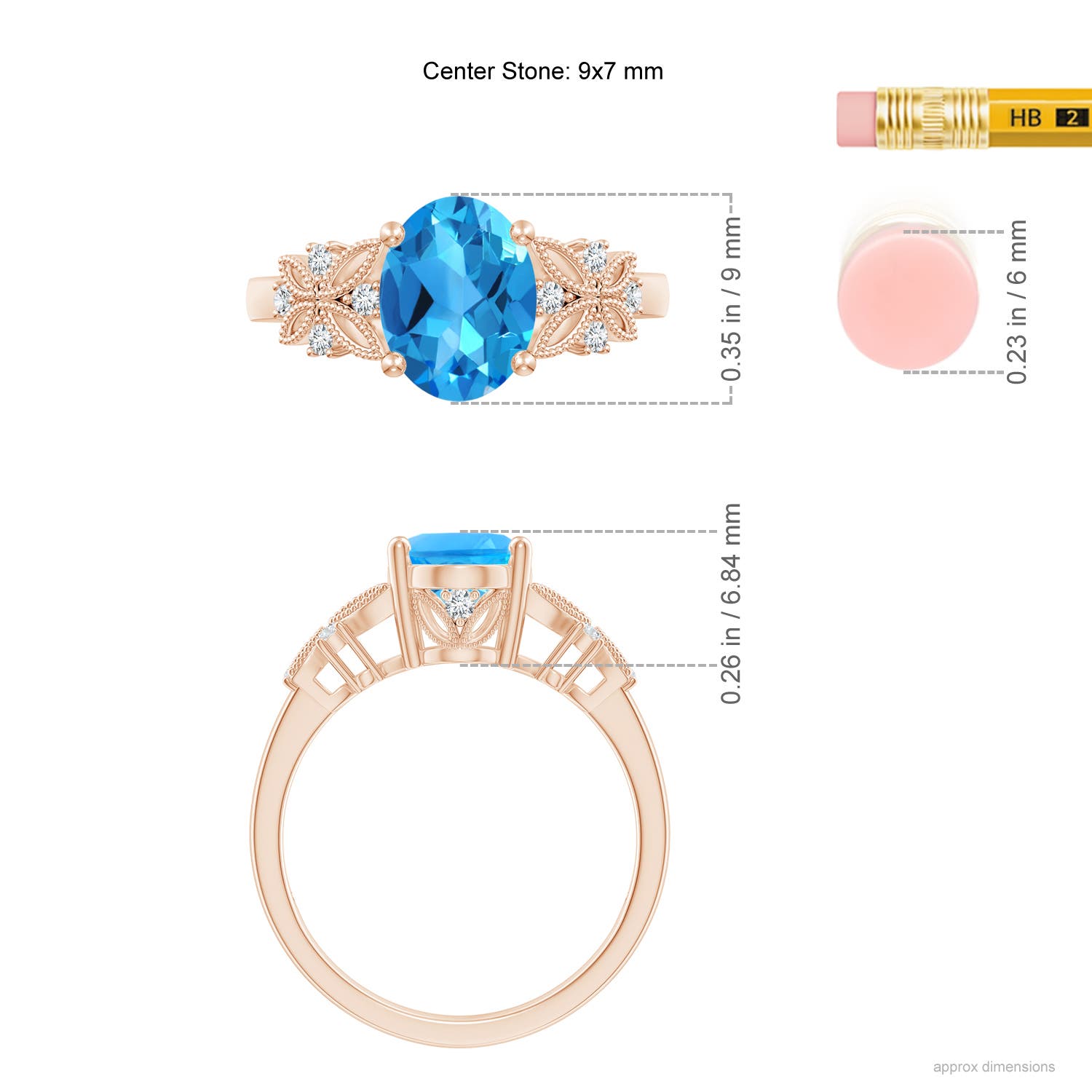 AAAA - Swiss Blue Topaz / 2.38 CT / 14 KT Rose Gold