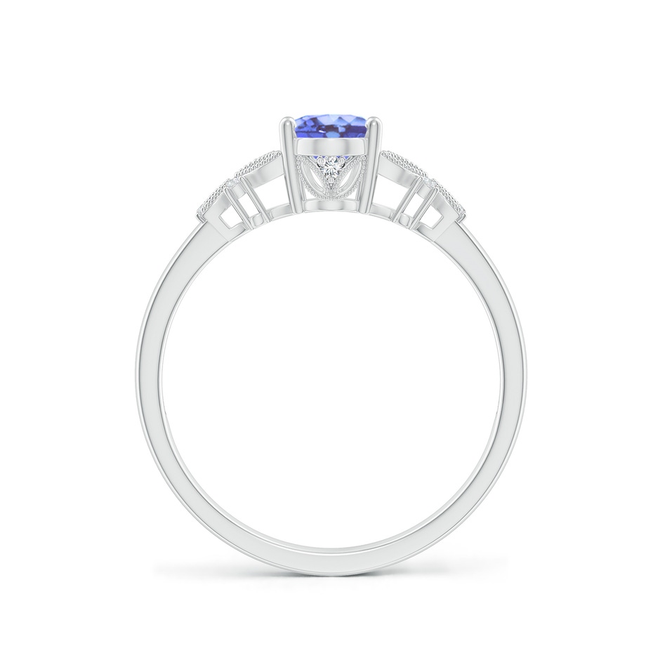 7x5mm A Vintage Style Oval Tanzanite Ring with Diamonds in 9K White Gold side-1