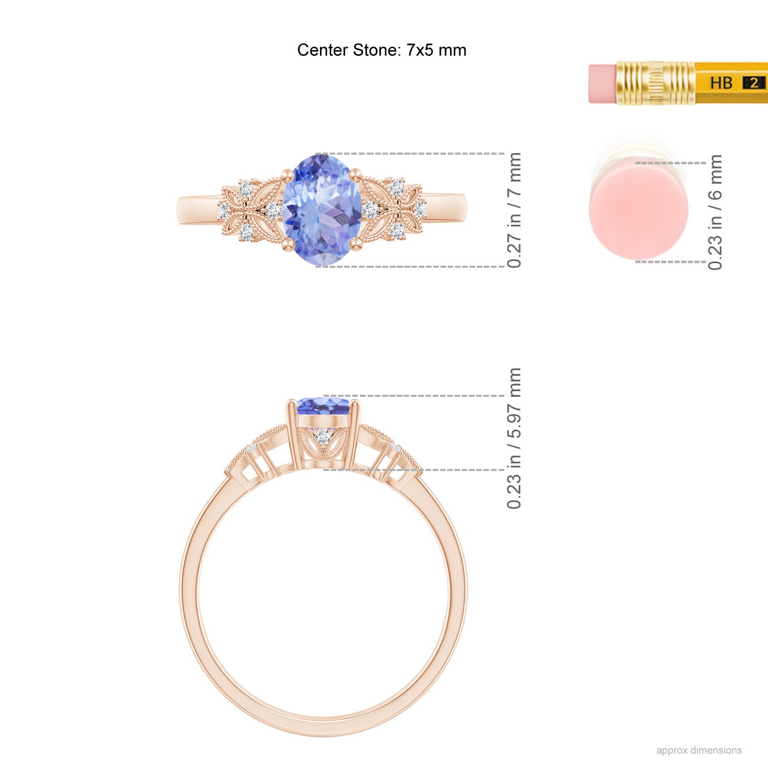 A - Tanzanite / 0.87 CT / 14 KT Rose Gold