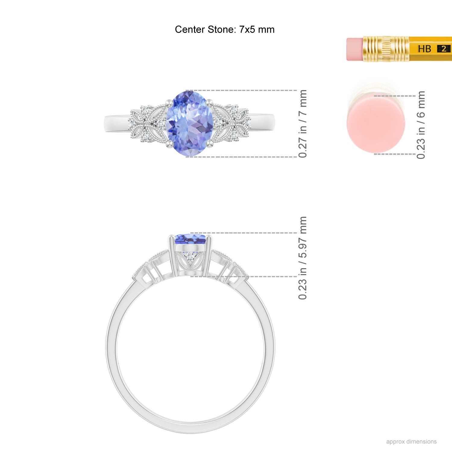 A - Tanzanite / 0.87 CT / 14 KT White Gold