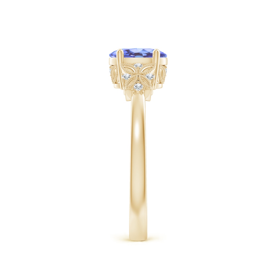7x5mm A Vintage Style Oval Tanzanite Ring with Diamonds in Yellow Gold side-2