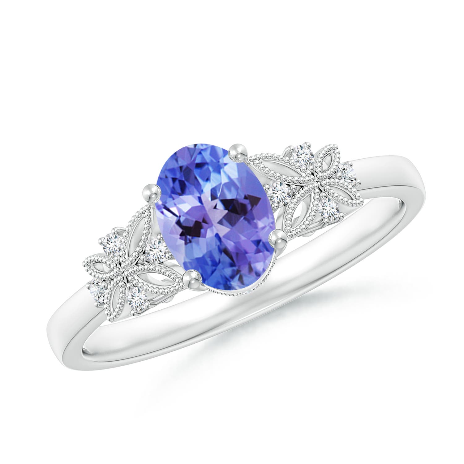 AA - Tanzanite / 0.87 CT / 14 KT White Gold