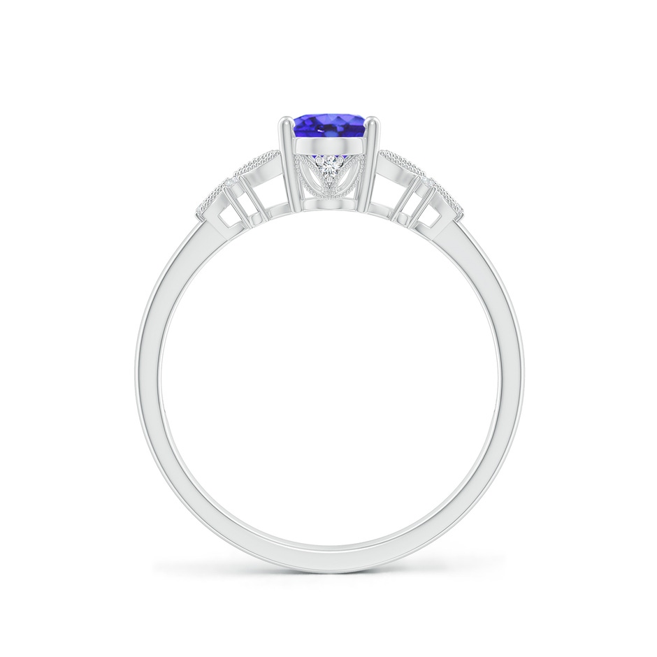 7x5mm AA Vintage Style Oval Tanzanite Ring with Diamonds in White Gold side-1