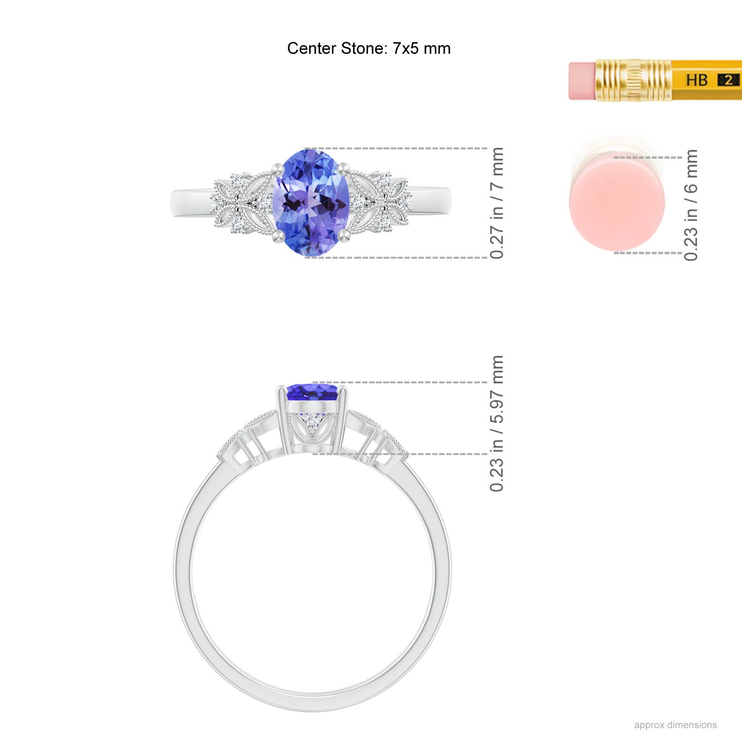 AA - Tanzanite / 0.87 CT / 14 KT White Gold