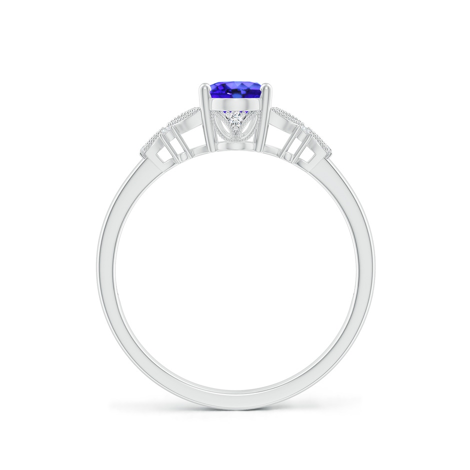 7x5mm AAA Vintage Style Oval Tanzanite Ring with Diamonds in 9K White Gold side-1