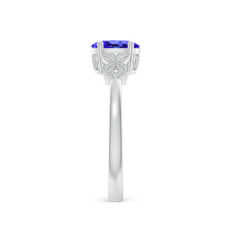 7x5mm AAA Vintage Style Oval Tanzanite Ring with Diamonds in 9K White Gold side-2