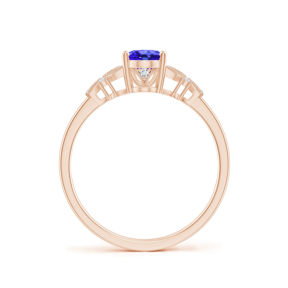 7x5mm AAA Vintage Style Oval Tanzanite Ring with Diamonds in Rose Gold side-1