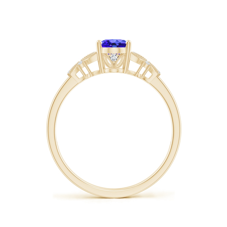 7x5mm AAA Vintage Style Oval Tanzanite Ring with Diamonds in Yellow Gold side-1