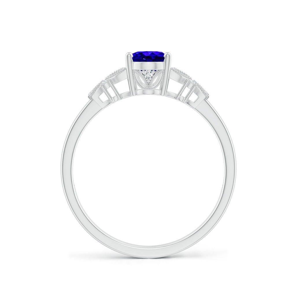 7x5mm AAAA Vintage Style Oval Tanzanite Ring with Diamonds in P950 Platinum Side-1