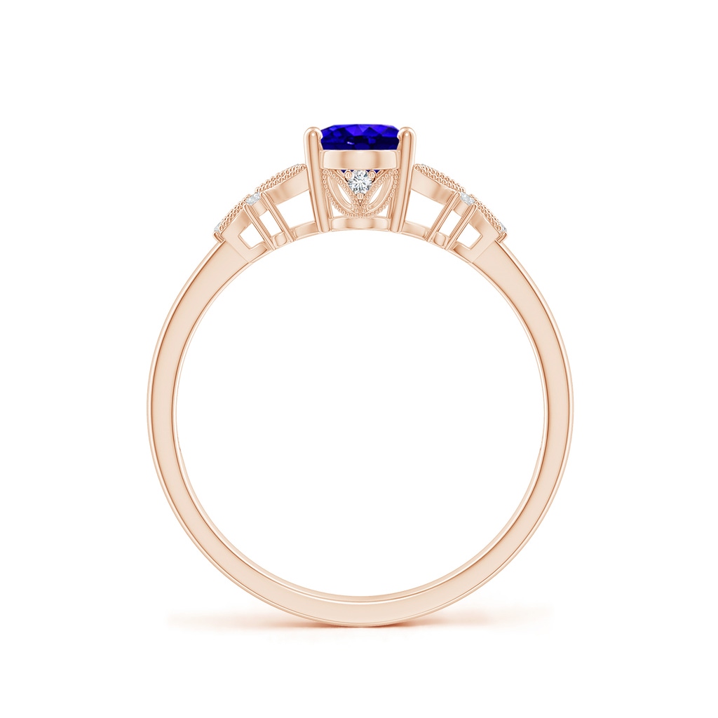 7x5mm AAAA Vintage Style Oval Tanzanite Ring with Diamonds in Rose Gold Side-1