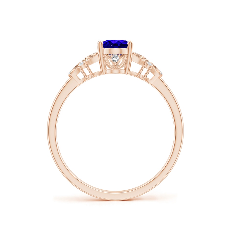 7x5mm AAAA Vintage Style Oval Tanzanite Ring with Diamonds in Rose Gold side-1