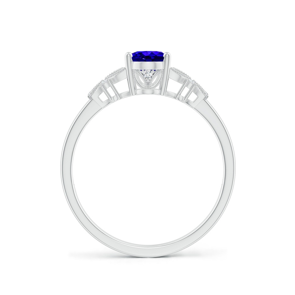 7x5mm AAAA Vintage Style Oval Tanzanite Ring with Diamonds in White Gold side-1