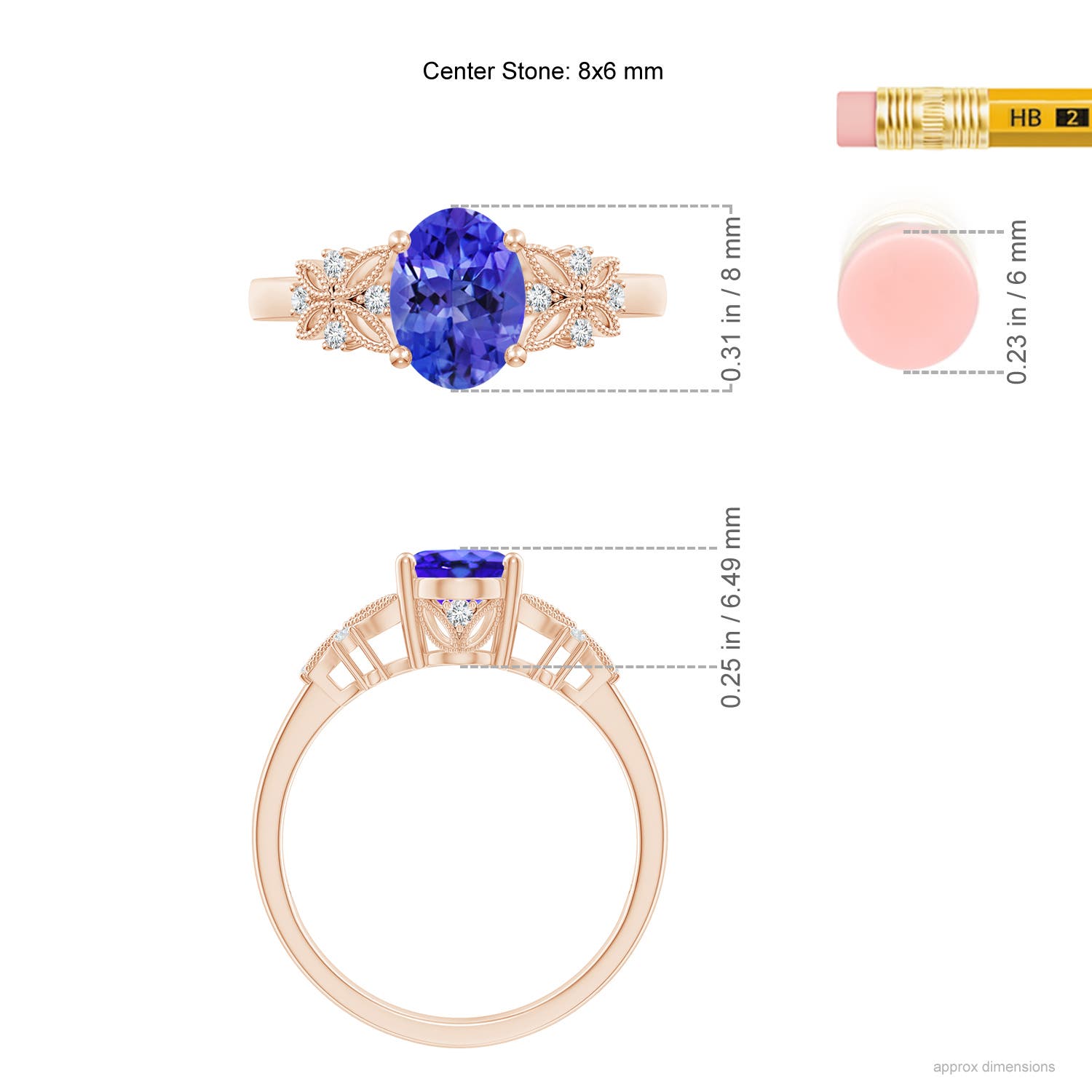 AAA - Tanzanite / 1.35 CT / 14 KT Rose Gold