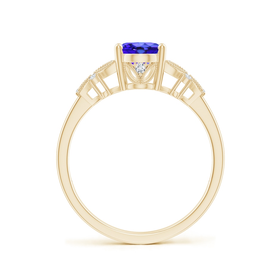 8x6mm AAA Vintage Style Oval Tanzanite Ring with Diamonds in Yellow Gold side-1