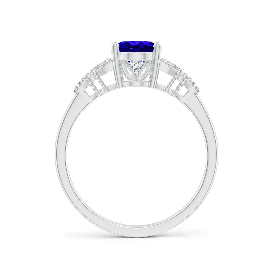 8x6mm AAAA Vintage Style Oval Tanzanite Ring with Diamonds in White Gold side-1