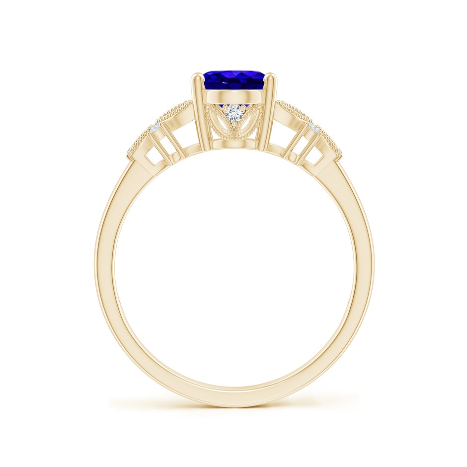 8x6mm AAAA Vintage Style Oval Tanzanite Ring with Diamonds in Yellow Gold side-1