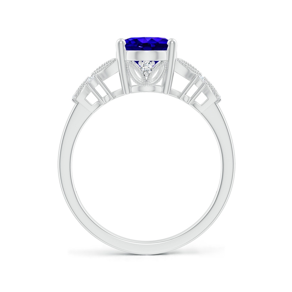 9x7mm AAAA Vintage Style Oval Tanzanite Ring with Diamonds in P950 Platinum side-1