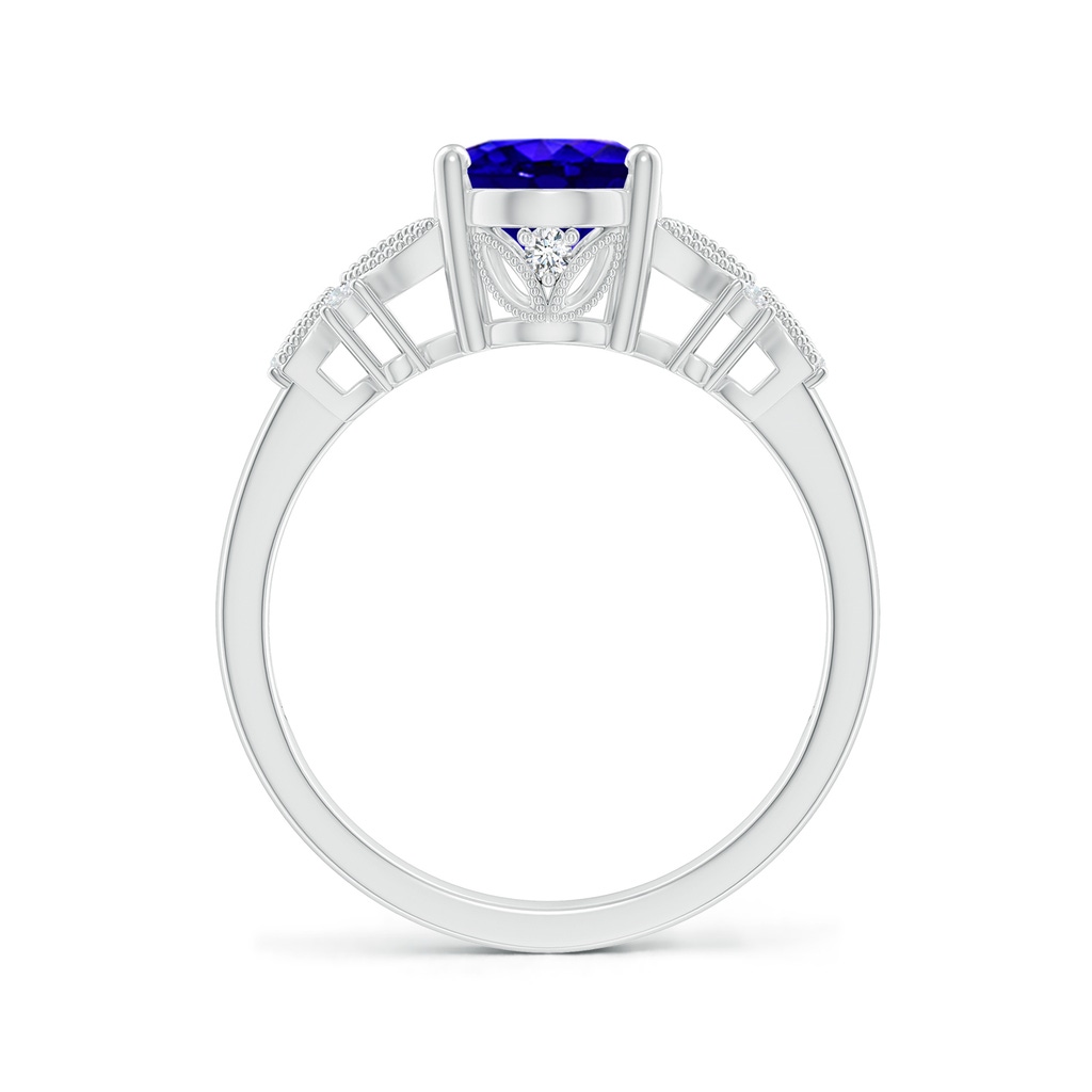 9x7mm AAAA Vintage Style Oval Tanzanite Ring with Diamonds in White Gold Side-1