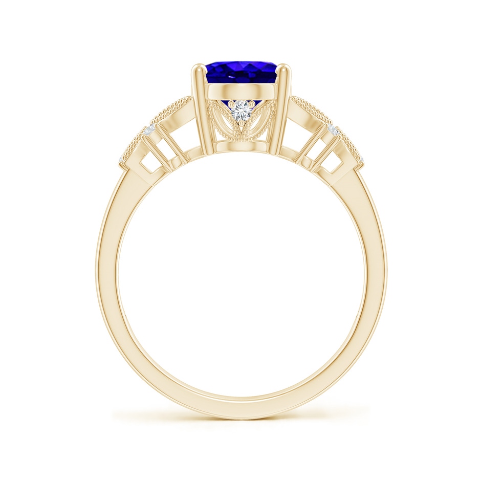 9x7mm AAAA Vintage Style Oval Tanzanite Ring with Diamonds in Yellow Gold side-1