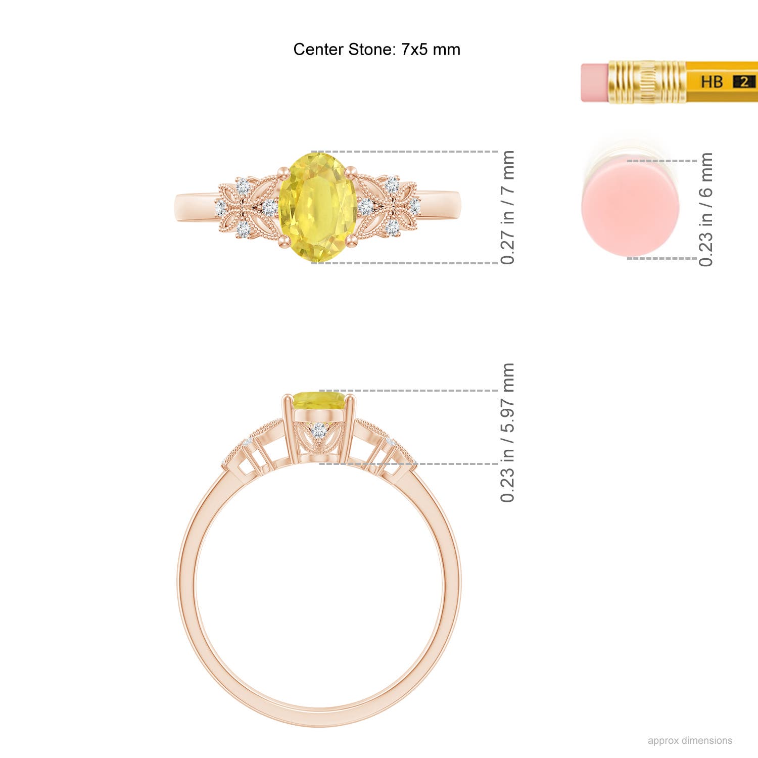 A - Yellow Sapphire / 1.07 CT / 14 KT Rose Gold