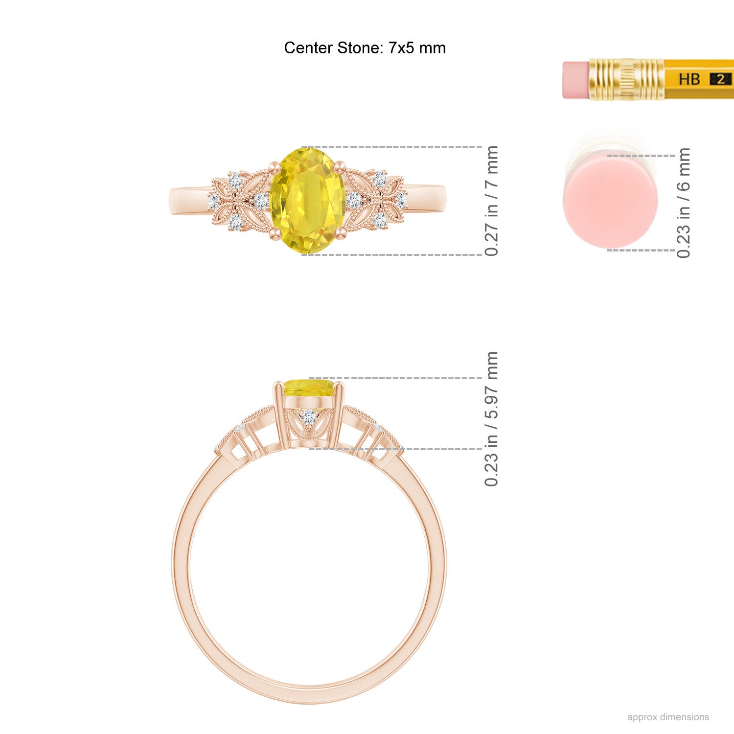 AA - Yellow Sapphire / 1.07 CT / 14 KT Rose Gold