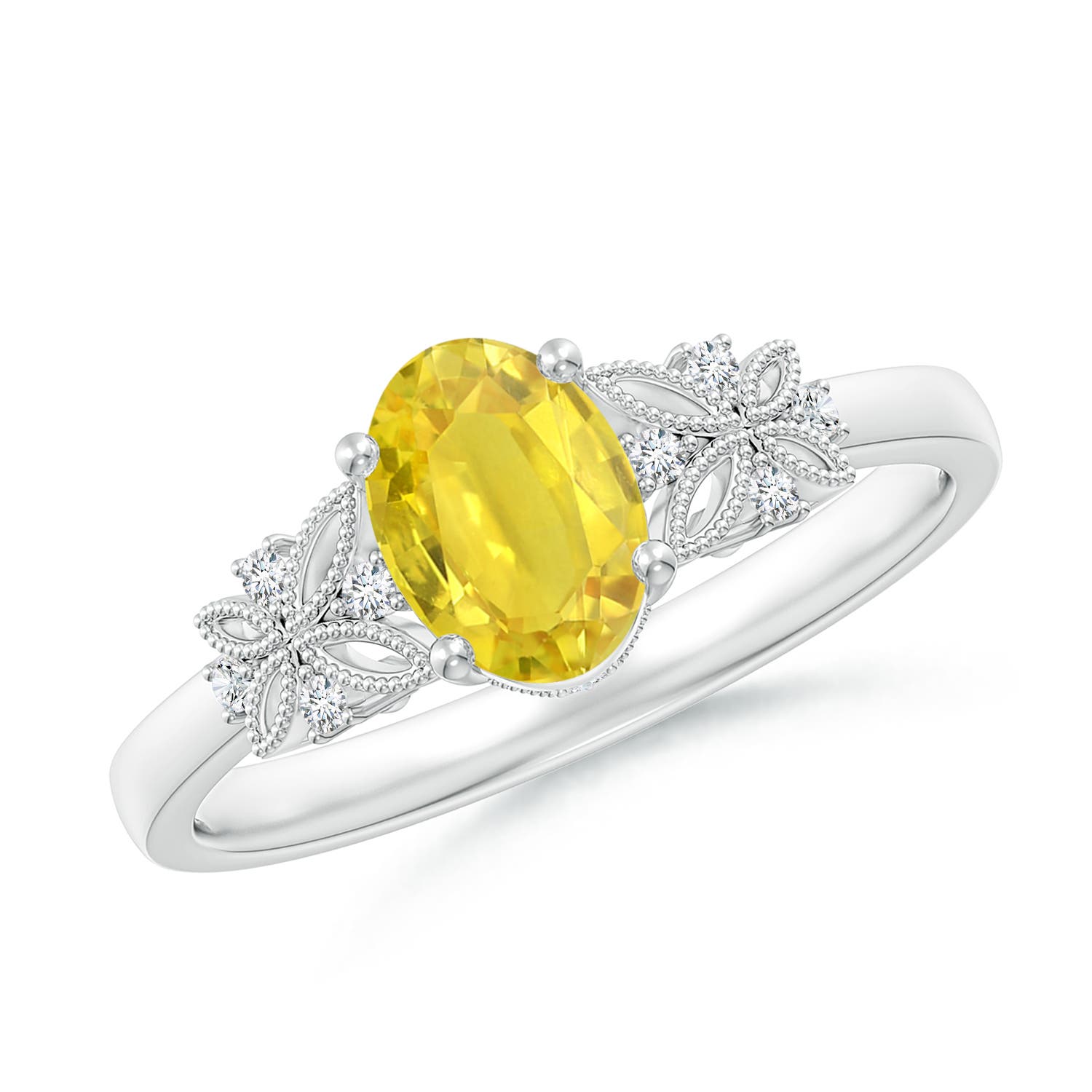 AA - Yellow Sapphire / 1.07 CT / 14 KT White Gold